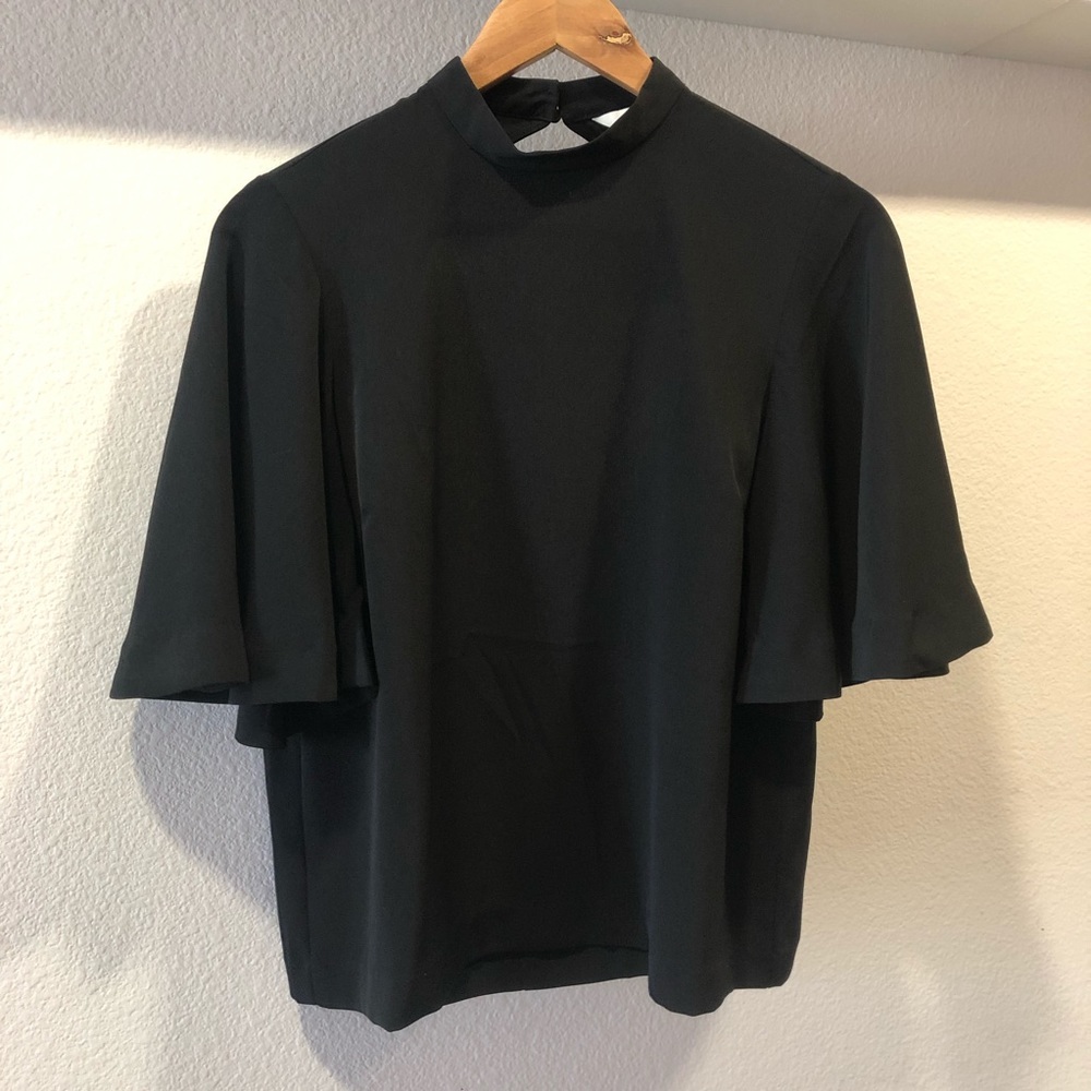 Cape Sleeve Black Blouse